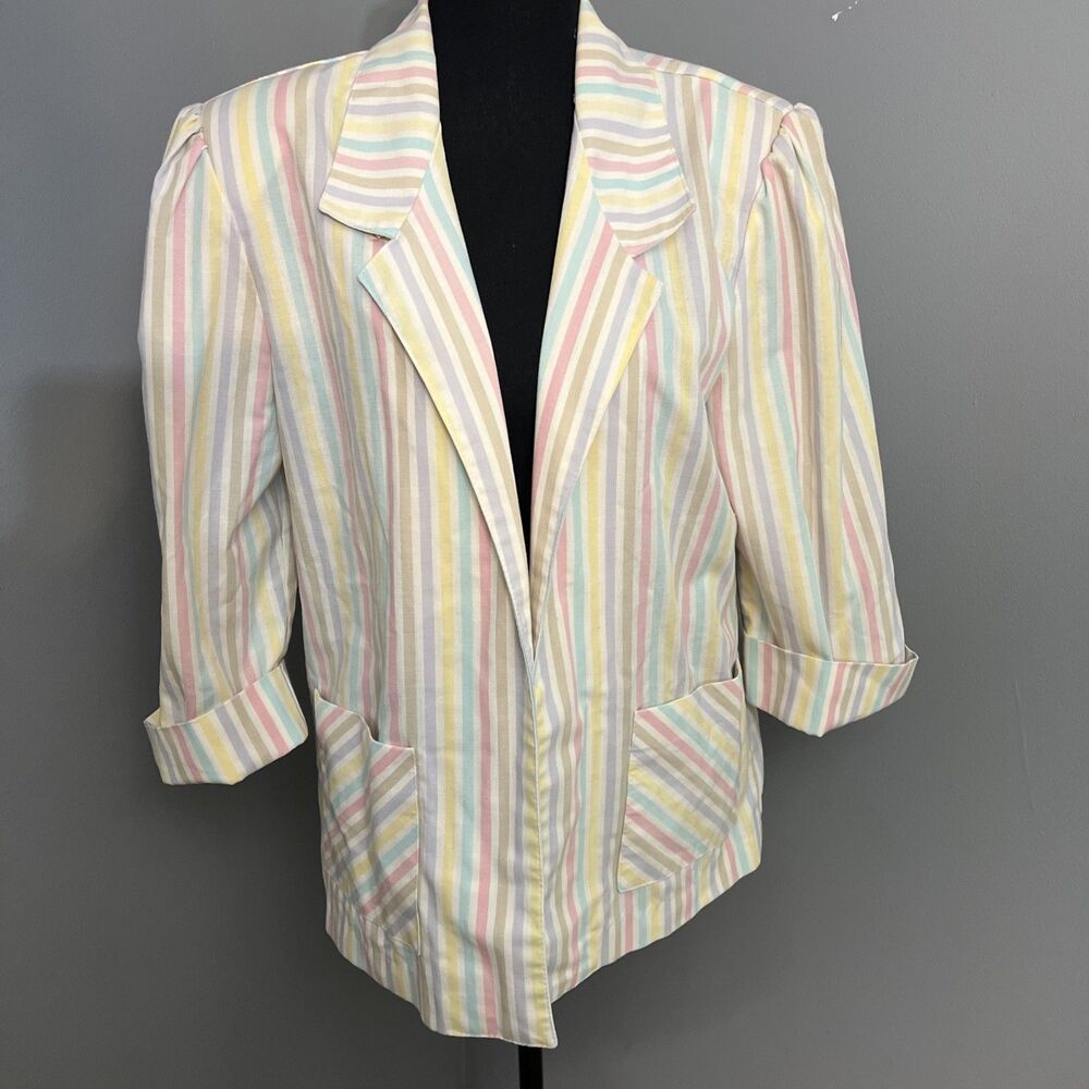 Vintage pastel striped︱Blazer︱Jacket︱1980's︱Jacket︱Size 14︱Jessica Scott